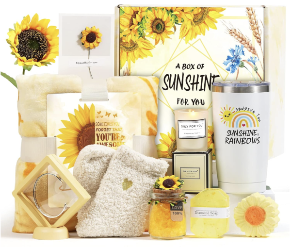 Gifts for Women, Sending Sunflower Gifts for Mom, 10 Pcs Spa Gifts for Women, Birthday Gift Sets, Gifts for her, Unique Holiday Gift Basket for Mom, Women, Girlfriend, Coworkers, Teacher, Nurse, Wife